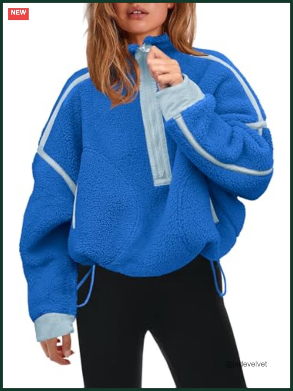 Women's Half Zip Fleece Pullover Sherpa Jacket Loose Fit Teddy Sweatshirt